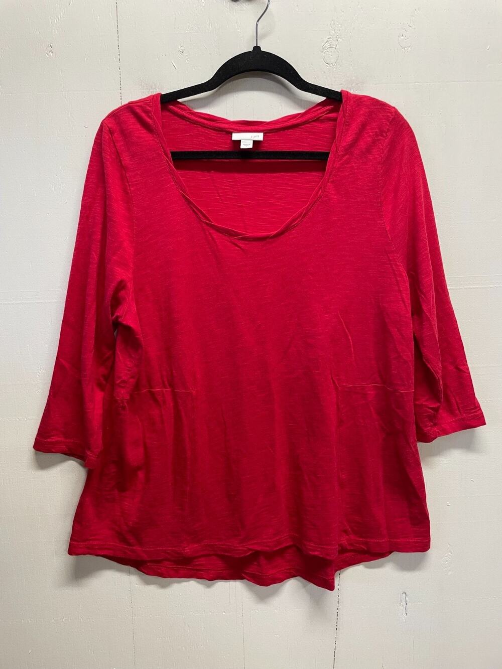 J. Jill Women's Scoop Neck Tunic 3/4 Sleeves Size Large 60% Cotton 40% Modal Red